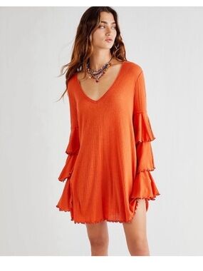 Free People Beach Seashore Mini Ruffle Dress Size Medium